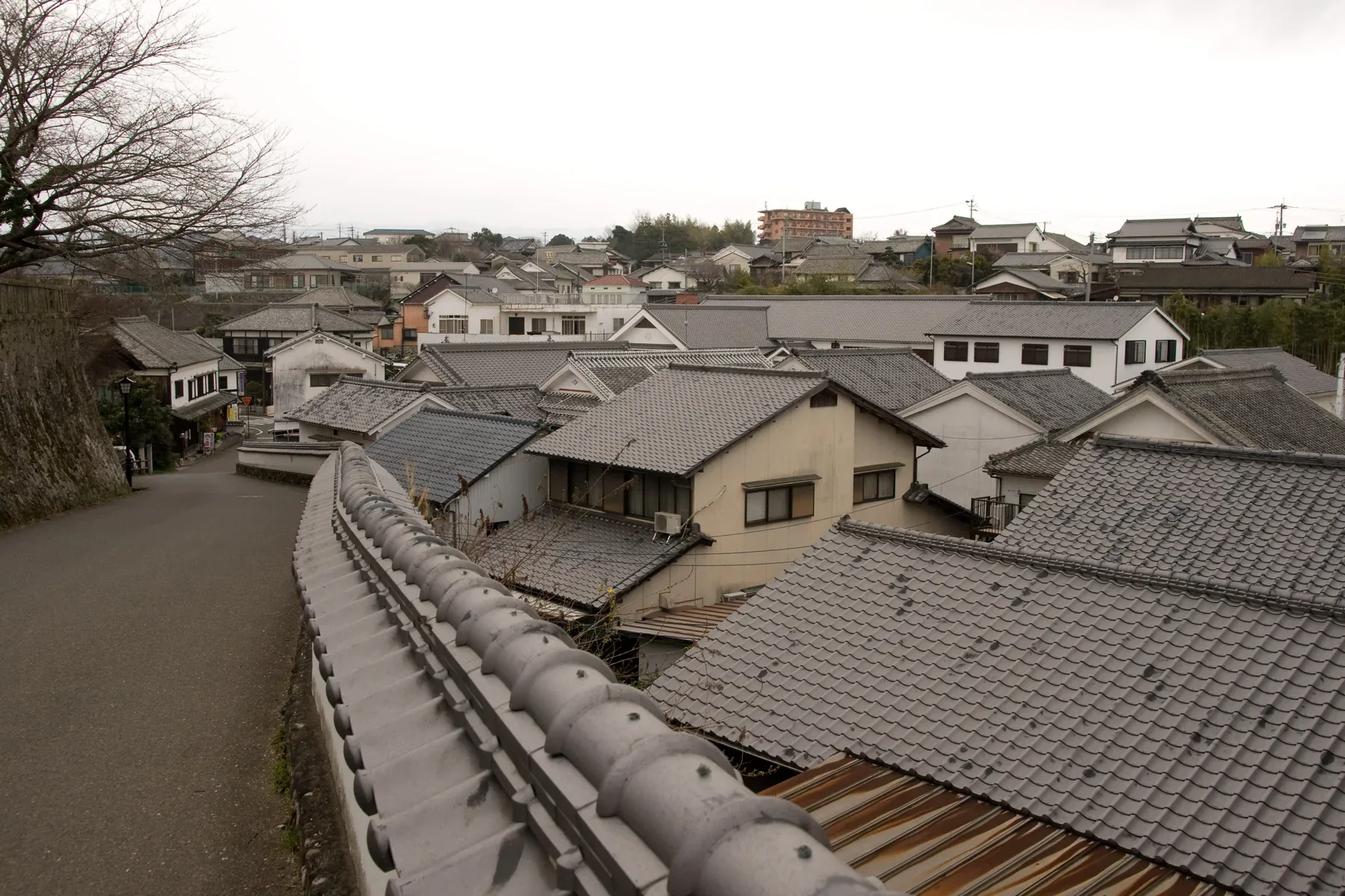 杵築城下町北台武家屋敷街道與土牆